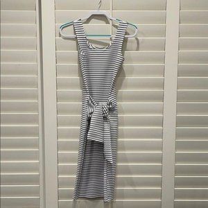 Magnolia 36 Long Midi Dress White Black Striped Casual Sleeveless Size XS